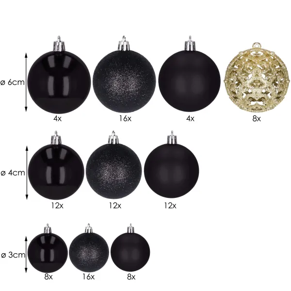 Christmas Tree Ornament Set Springos CA0134, 6/4/3 cm, 100 pcs