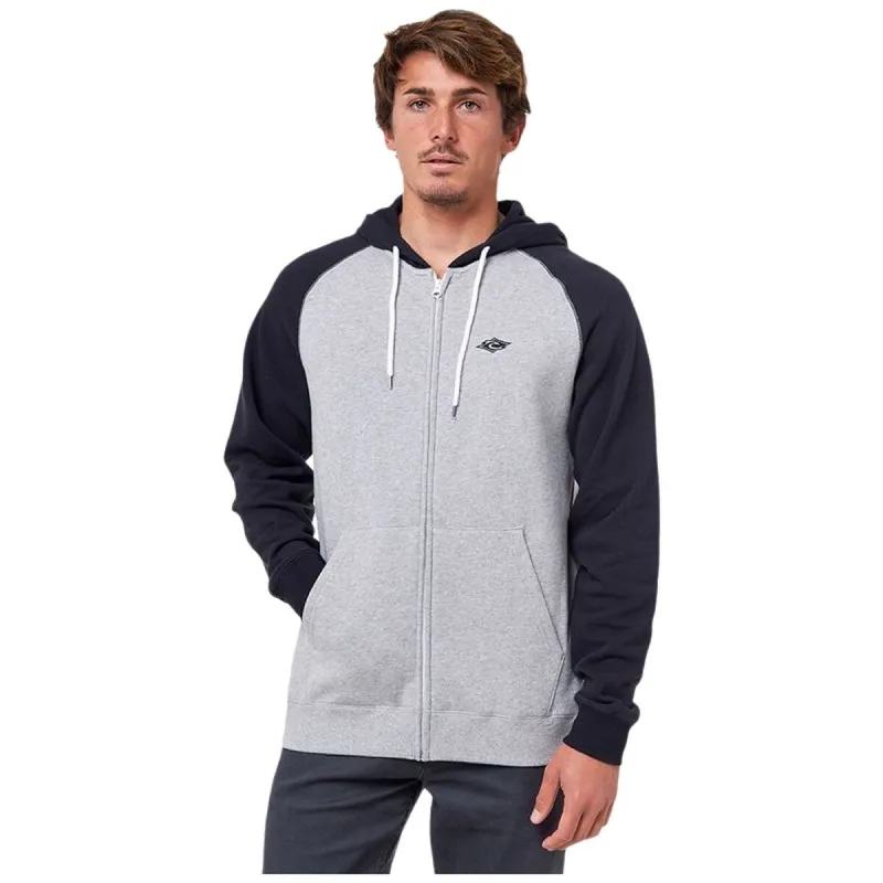 Men’s Hoodie Rip Curl Embroid Hooded Zip Thru Light grey