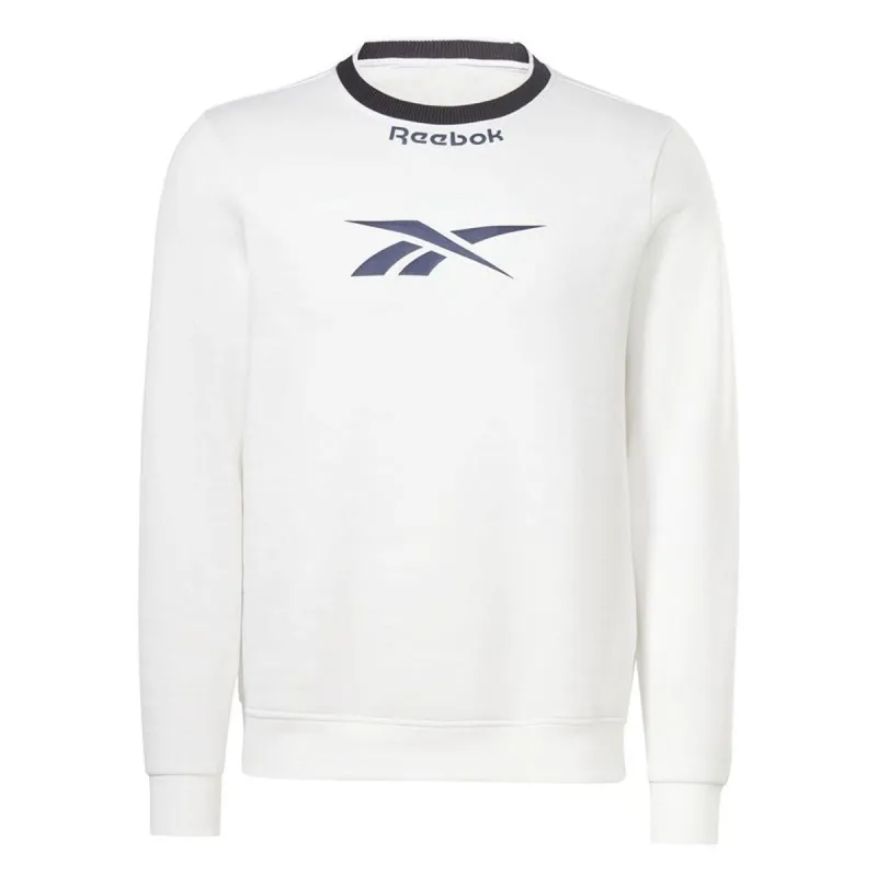 Men’s Sweatshirt without Hood Reebok Identity Arch Logo Fleece White