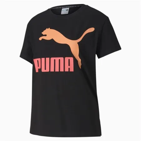 Women’s Short Sleeve T-Shirt Puma Puma Classics Logo Tee Black
