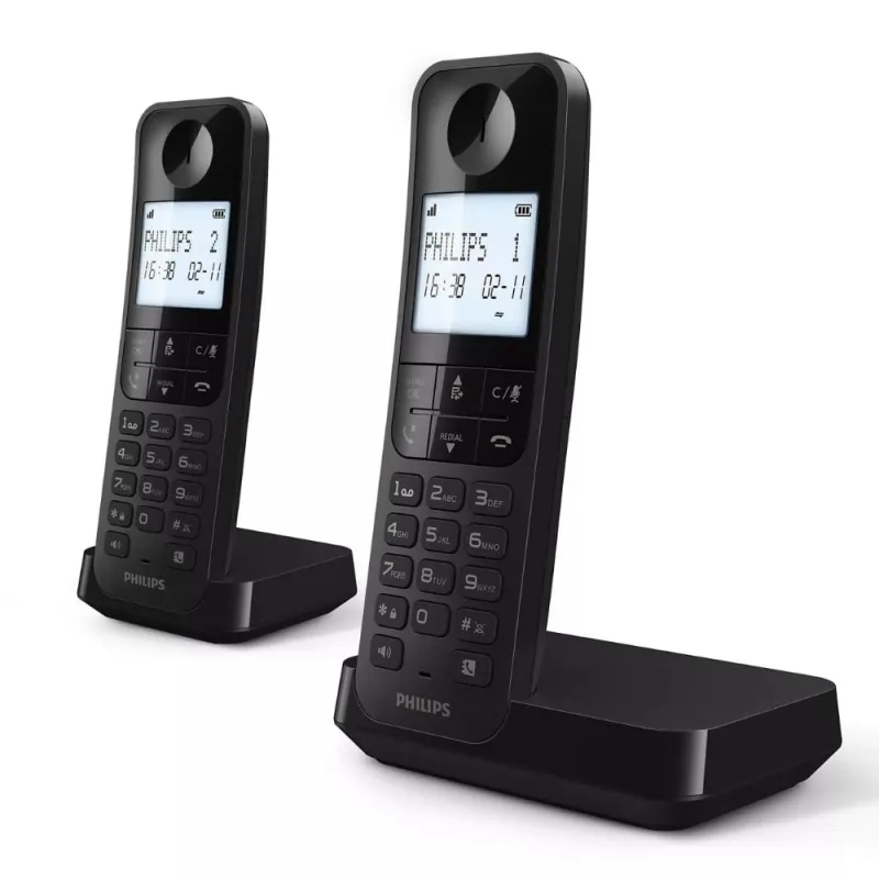 Langaton puhelin Philips D2702 DUO Musta 2 osaa