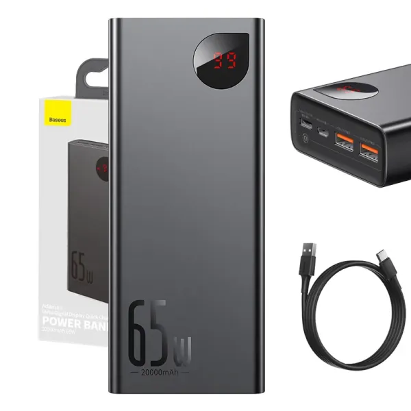 Powerbank Baseus Adaman Metal 20000mAh PD QC 3.0 65W 2xUSB + USB-C + micro USB (Black)