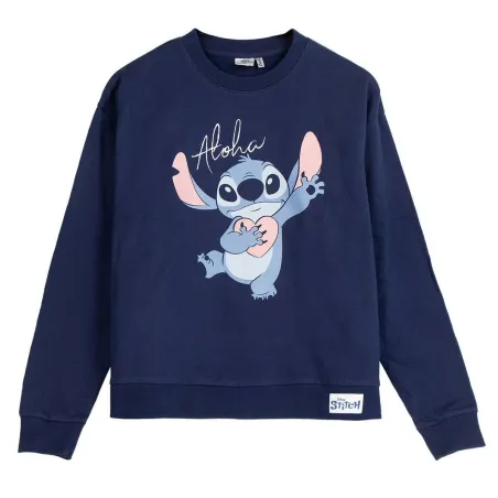 Naisten huputon collegepaita Stitch Tummansininen