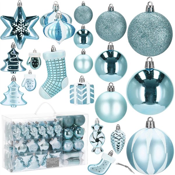 Christmas Ornaments 77 pcs Blue Decorative Set