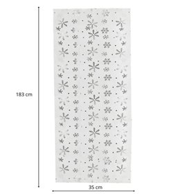 Kalėdinė stalo takelis Springos CA1220, 183x35 cm, baltas, su snaigių raštu