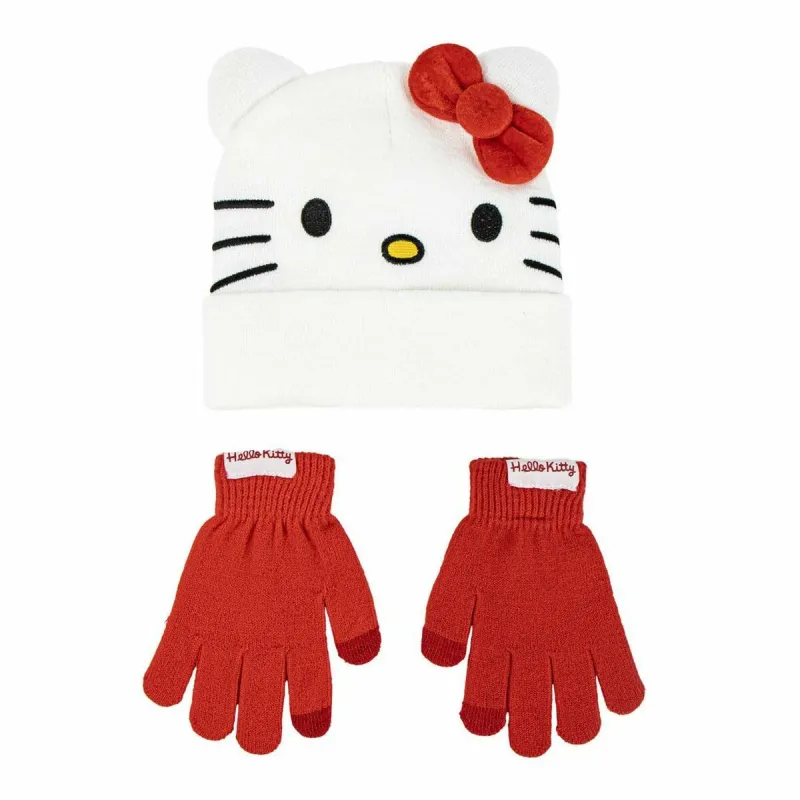 Шапка с перчатками Hello Kitty Белый 2 Предметы