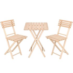 Puutaitettava 2 tuolia + 1 pöytäsetti Springos BS001