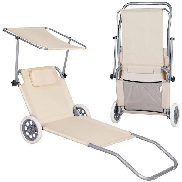 Folding beach chair with wheels Springos GC0041