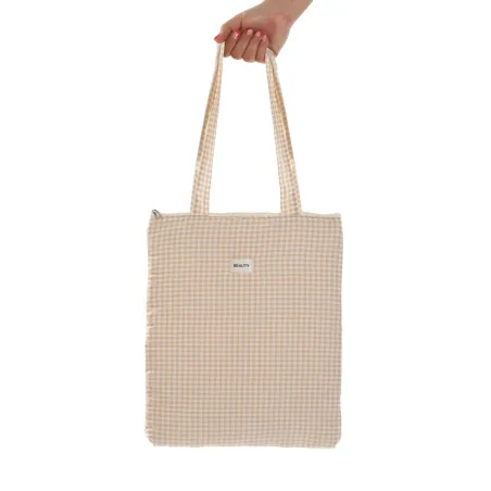 Women's Handbag Versa Vichy Beige 40 x 33 cm