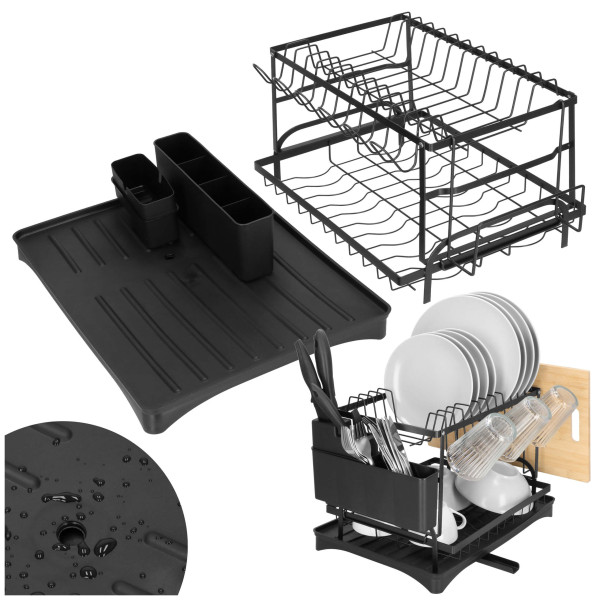 Springos KI0157 Two‑Tier Dish Drainer, black