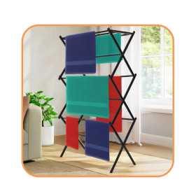 Clothes drying rack Springos HA0210 with adjustable length, telescopic, foldable, black