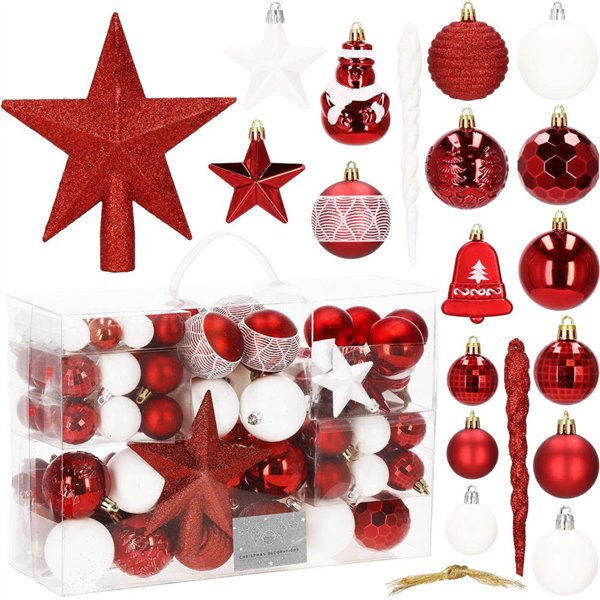 Kalėdinių eglutės papuošimų rinkinys Springos CA0860, 105 vnt.