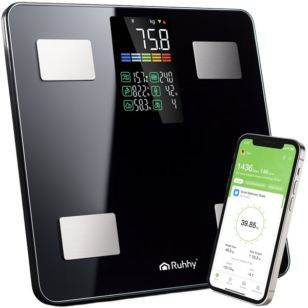 LCD bathroom scale - analytical black Ruhhy 20675