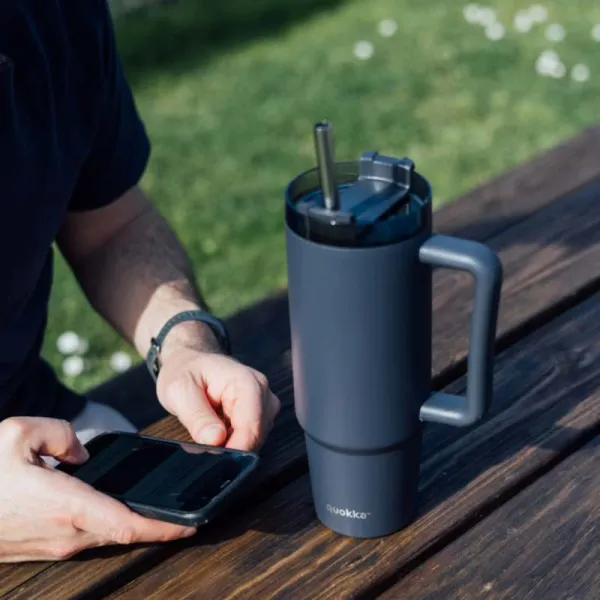 Quokka Stream - Stainless Steel Thermal Mug 950ml with Straw (Graphite)