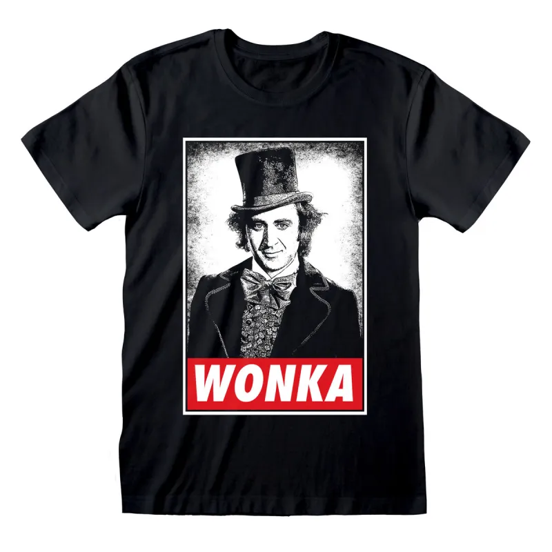 Uniseksiniai marškinėliai su trumpomis rankovėmis Willy Wonka Wonka Juoda