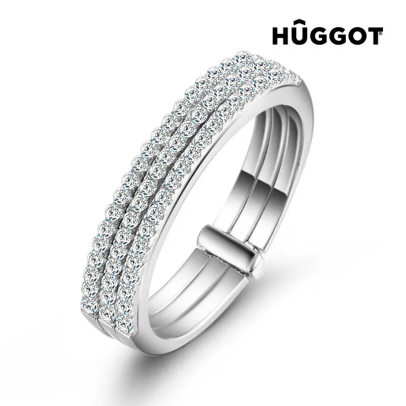 Hûggot Three Sormus Sterling-hopeaa 925 Zirkoneilla