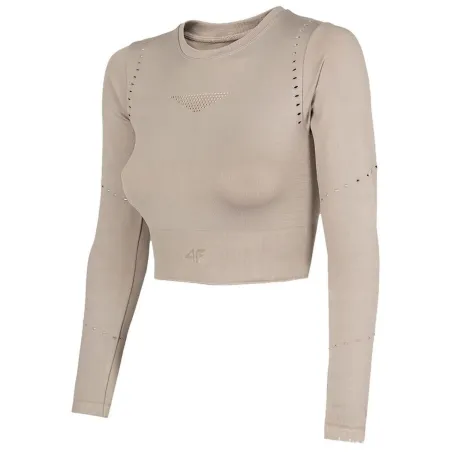Moteriški marškinėliai su ilgomis rankovėmis 4F Rusvai gelsva