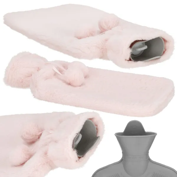 Rubber Hot Water Bottle with Plush Cover Hand Warmer Springos HA5250 2L