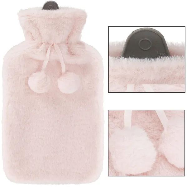 Rubber Hot Water Bottle with Plush Cover Hand Warmer Springos HA5250 2L