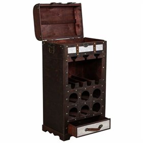 Bottle rack Alexandra House Living Brown PVC Wood Metal Cloth 30 x 85 x 44 cm Chest