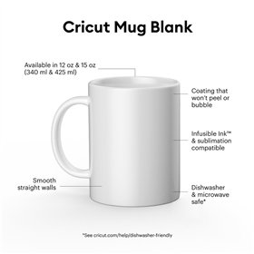 Customisable Mug for Cutting Plotter Cricut 12 Oz White (2 Units)
