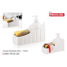 2-in-1 saippua-annostelija keittiön tiskialtaalle Privilege muovi valkoinen (24 kpl)