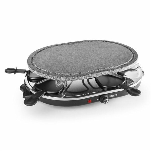 Raclette Princess 8 Oval Stone Grill Party Black Grey