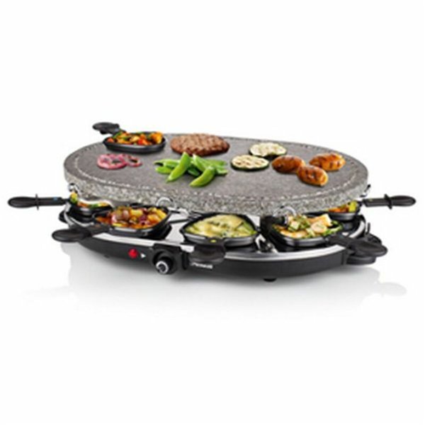 Raclette Princess 8 Oval Stone Grill Party Black Grey