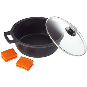 Casserole with glass lid BRA A270328 Black Ø 28 cm