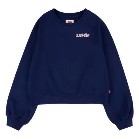 Naisten huputon collegepaita Levi's Benchwarmer Crew Girl Tummansininen