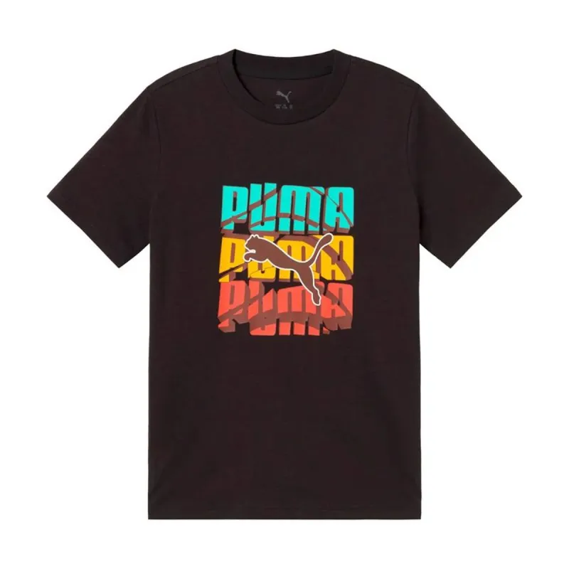 Детский Футболка с коротким рукавом Puma Graphic Logo Colour Чёрный