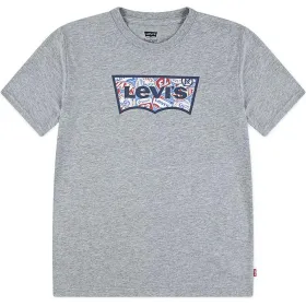 Детский Футболка с коротким рукавом Levi's Lvb On The Road Batwing Светло-серый