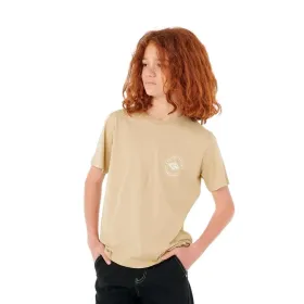 Детский Футболка с коротким рукавом Rip Curl Stapler Tee Бежевый