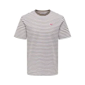 Men’s Short Sleeve T-Shirt Only & Sons Onsdawson Reg Stripe Light brown
