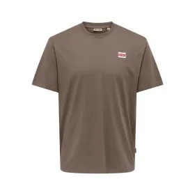 Men’s Short Sleeve T-Shirt Only & Sons Onsdawson Reg Ss Vd Falcon Light brown