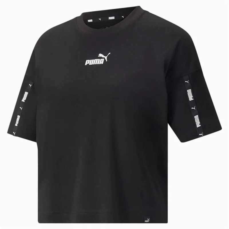 Lühikeste varrukatega T-särk, naiste Puma Power Tape Crop W Must