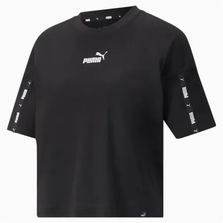 Lühikeste varrukatega T-särk, naiste Puma Power Tape Crop W Must