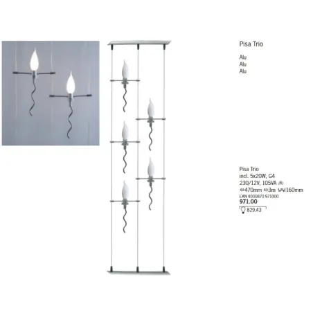 97100 Pisa Trio Lichtvorhang 5x20W G4 Алюм.