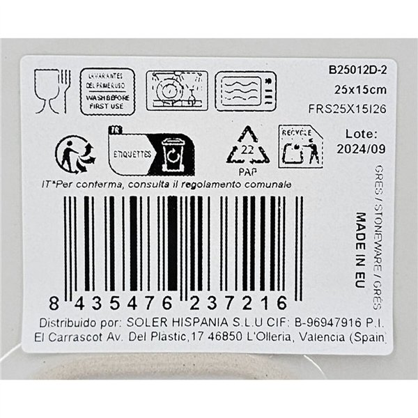 Serving Platter La Mediterránea Barroc Rectangular 25 x 15 x 2 cm