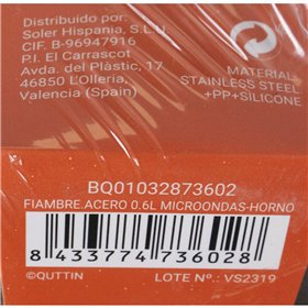 Hermetic Lunch Box Quttin Circular Silver Stainless steel (0,6 L)