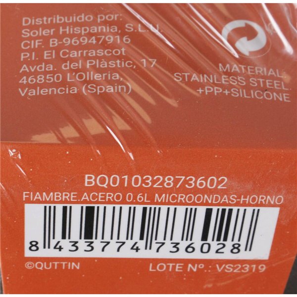 Hermetic Lunch Box Quttin Circular Silver Stainless steel (0,6 L)