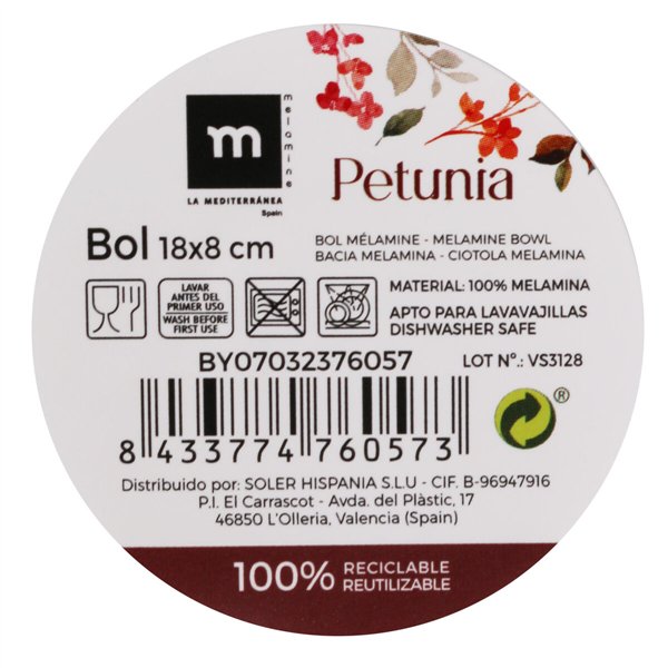 Snack Bowl La Mediterránea Petunia Multicolour 24 Units