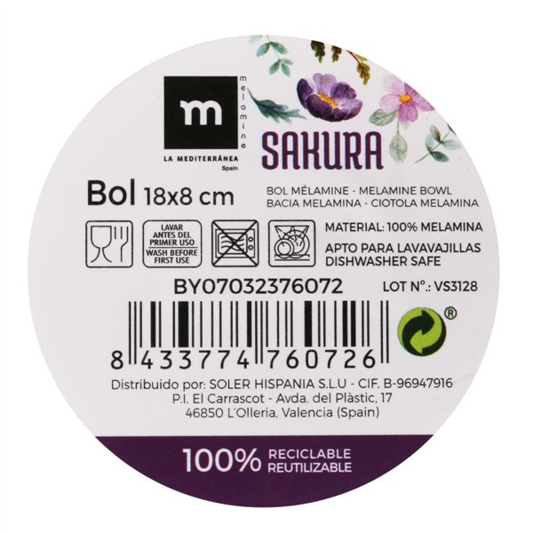 Snack Bowl La Mediterránea Sakura Multicolour 24 Units