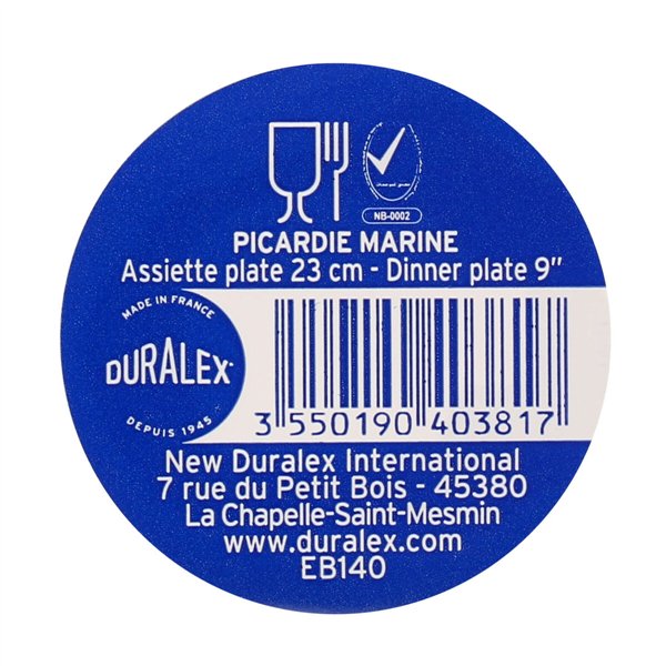 Flat Plate Duralex Picardie Blue Ø 23 cm (48 Units)