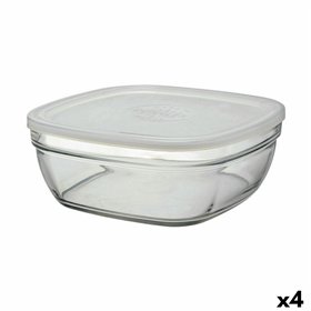 Square Lunch Box with Lid Duralex FreshBox 3 L 23 x 23 x 9 cm (4 Units) 