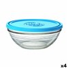Round Lunch Box with Lid Duralex FreshBox Blue 2,4 L (4 Units)