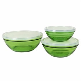 Set of bowls Duralex Green With lid 3 Pieces (4 Units)