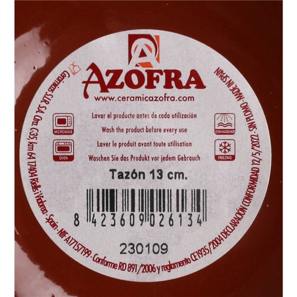 Bowl Azofra Brown (26 Units) (13,5 x 6,3 cm)
