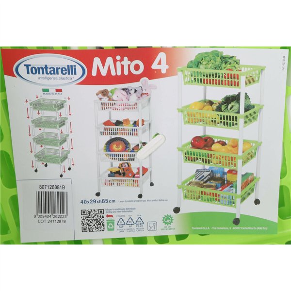 Vegetable trolley Tontarelli Mito 4 Green 40 x 29 x 18 cm (12 Units)