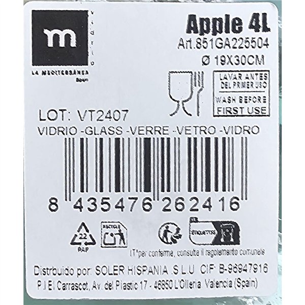 Caraffe Inde Apple Glass 4 L